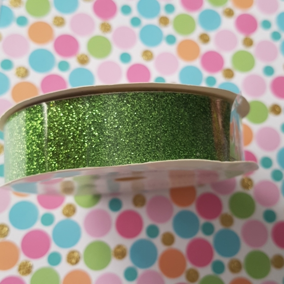 Green Glitter Ribbon Tape - Picture 2 of 3